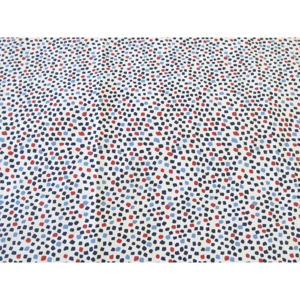 Annie Selke C3 Twin Duvet Cover 100% Cotton Red Blue Navy Dot Print White